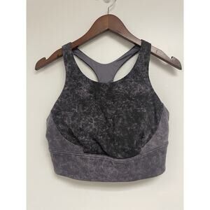 Lululemon Wunder Train Long Line Bra Size 12 C/D Cup Purple Two Tone Wash Print